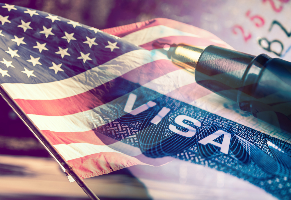 United,States,Of,America,Visa,Document,,With,Usa,Flag,In